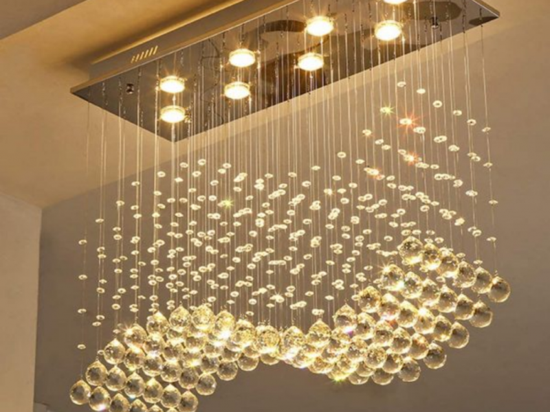 Rectangular Raindrop Wave Crystal Chandelier, Raindrop Chandelier