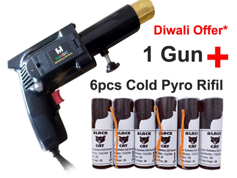 Cold Pyro Gun, Cold Pyro Party Decoration, Cold Fire Gun For Party with 6 Cold Pyro Rifil